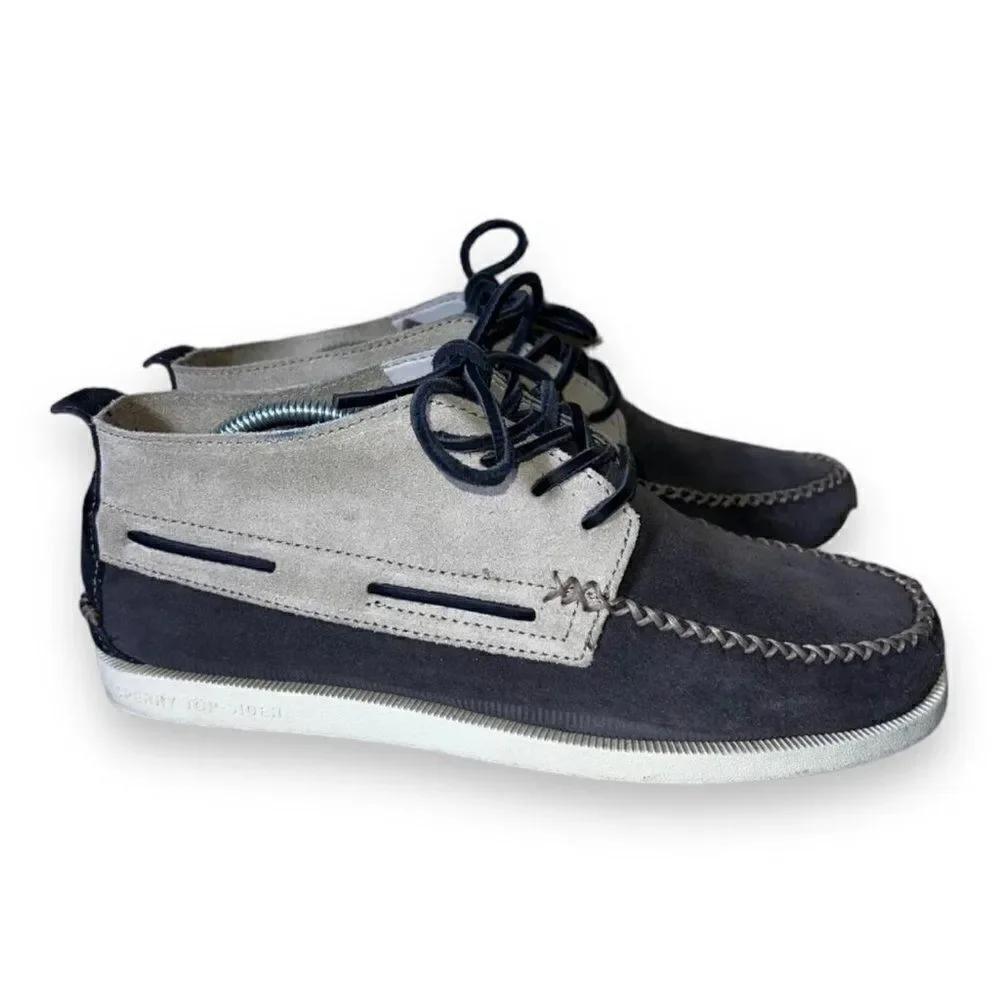 Sperry Top-Siders Mid Top Boat Chukka Shoes Grey/Beige Suede STS13908 Men's 8.5M